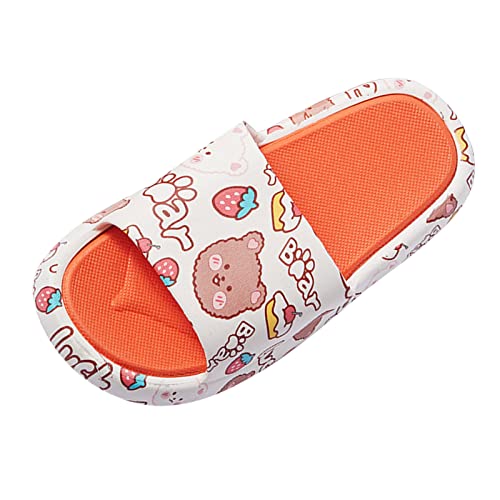 Kids Sandals Y Sandals Prints Slip Children Non-Slip Cratoon Shower Slipper House Cat Slippers for (Orange, 7-8 Years)3