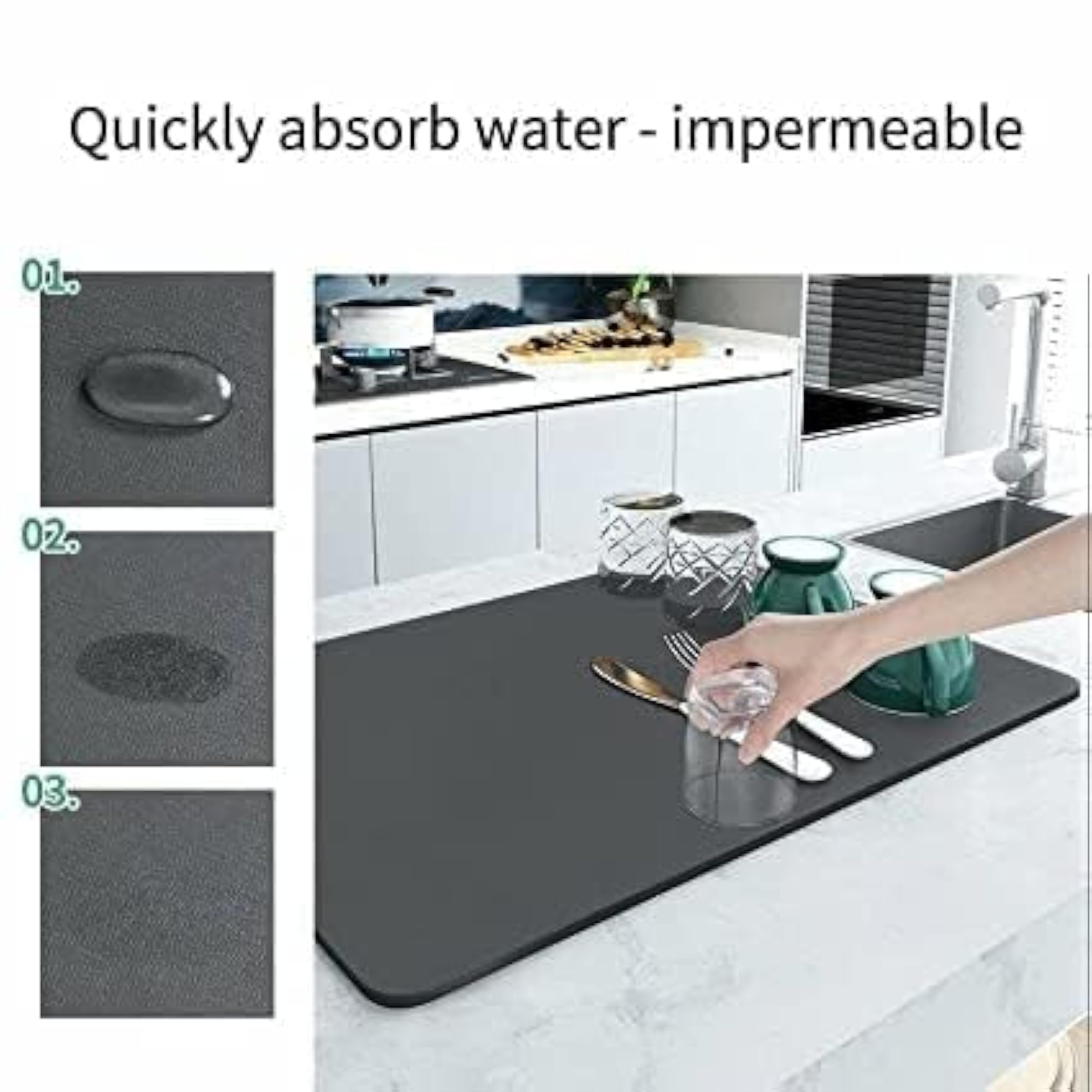 Water Absorbent Dish Drying Mat for Kitchen Counter
