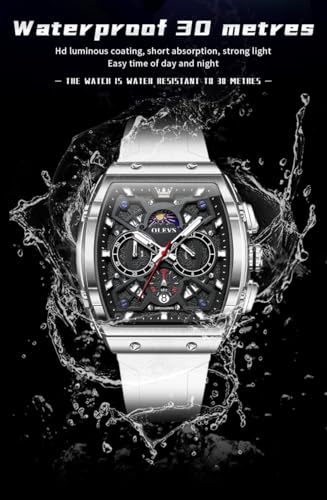 Image of OLEVS Mens Watches Stylish Chronograph Waterproof Luminous Silicon Strap Multifunction Watches for Men Business Men Wrist Watch