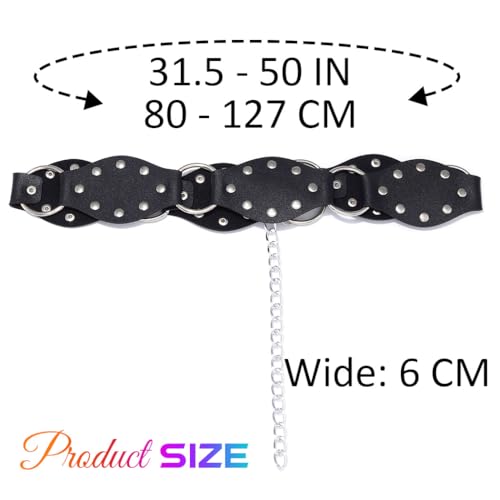 BODIY Black Vintage Rivet Leather Belt Punk Western Wide Belts for Women3