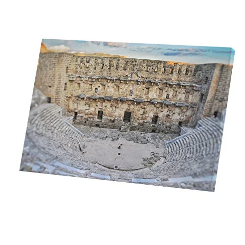 Tableau théâtre d'Aspendos en toile imprimée vintage monument antique de Turquie 45x30 cm