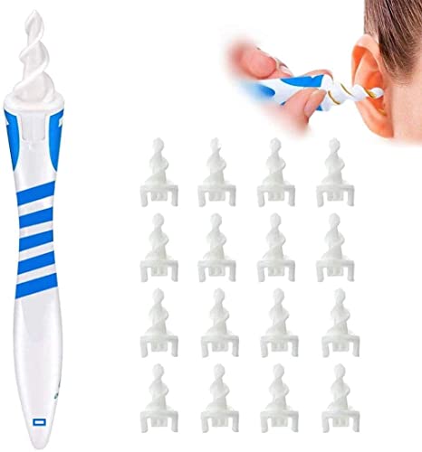 VOLKES 16pcs Ear Cleaner Ear Wax Cleaning Kit Spiral Silicon Ear cleaning Care Tools For Ear Beauty Health Ear Pick Earwax Removal Tool (White)