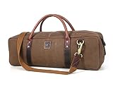Aaron Leather Goods Canvas Leather Chef Knife Bag with Adjustable/Detachable Shoulder Strap (Seaweed