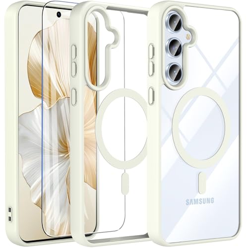 Coque anti-jaunissement Samsung A35 5G MagSafe transparente antichoc blanche