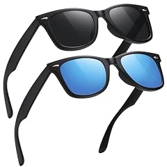 2 Pack Matte Black Frame Grey Lens + Blue Mirrored Lens