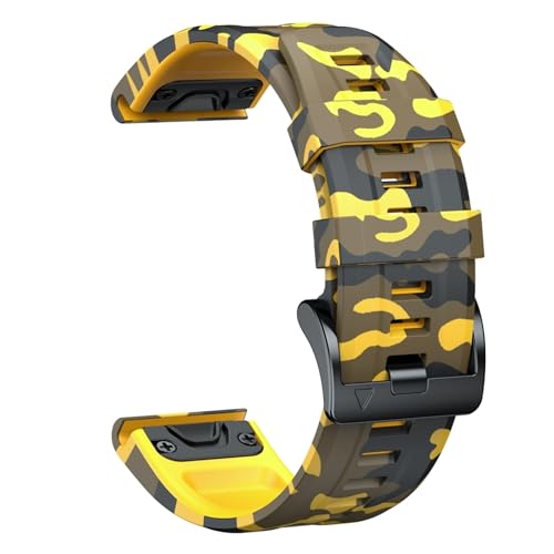 [�����ȓX] 22/26mm ���ʃV���R���N�C�b�N�����[�X�X�g���b�v�A�ɓK����Garmin Tactix 8/Fenix 8 Pro E 7 7X 6 6X 5X Plus/Epix Pro/Forerunner 970 �X�g���b�v���܂��B(Yellow 
