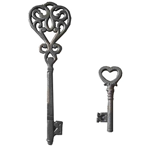 Large Iron Key, 2pcs Skeleton Key Decorative Antique Style Decorative Wine Cellar Key Castle Key Vintage Cast Iron Decorative Key for Home Decor