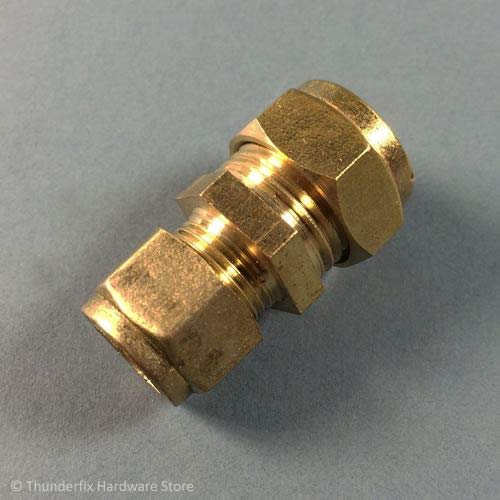 15mm x 12mm Compression Reducer Coupling Brass Plumbing Pipe Fitting Thunderfix