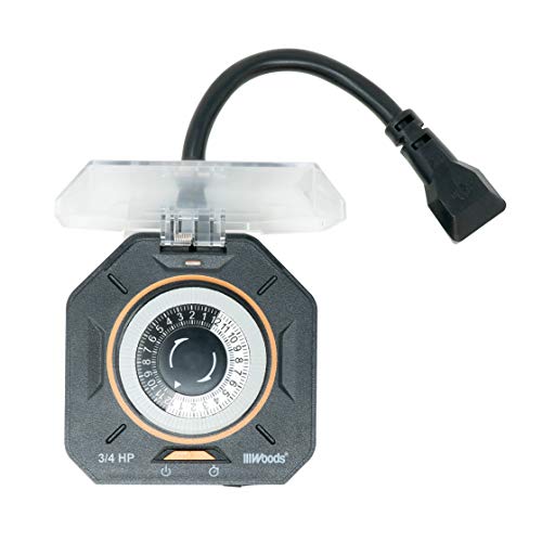 Southwire Woods Outdoor 24-Hour Heavy Duty Mechanical Timer - Dual Grounded Outlet - Programmable Timer - Waterproof Design - Energy Saving Outdoor Power Control - Black by Woods - Used condition - US$11.43