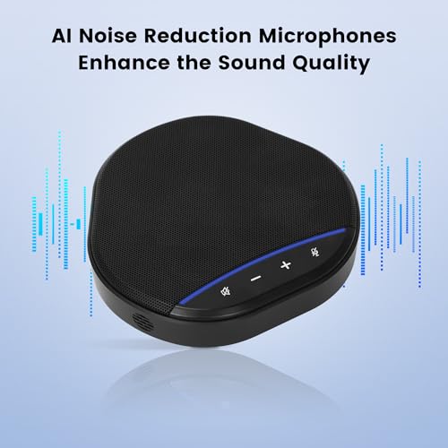 Image of Conference Speakerphone with 360 Voice Pickup, AI Noise Reduction & Echo Cancellation, USB Plug and Play Desktop Microphone Speaker for Zoom, Teams, Home Office & Online Meetings