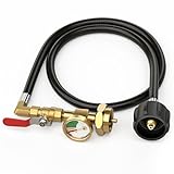 Propane Refill Adapter Hose With Gauge And Control Valve,Heavy-Duty Brass,For 1 lb Bottles and Large Tanks,3 Ft,For QCC,Includes(New Style)