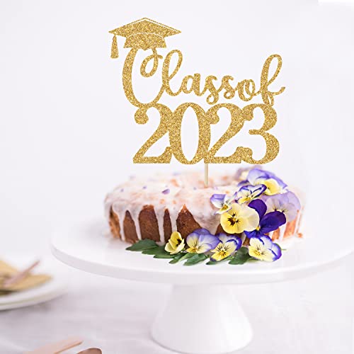 Class Of 2023 Cake Topper, 2023 Graduation Party Decor, Congrats Grad 2023 Graduation Party Supply, High School Graduation, College Graduation Party Decorations Gold Glitter #TOP1