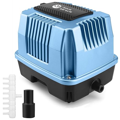 AquaMiracle Super Powerful Linear Air Pump AP-40/AP-60/AP-80 Pond Aerator, Septic Air Pump, Hydroponic Air Pump, Koi Pond Air Pump 635/950/1350GPH, for Waste Treatment, Fish Farm, Seafood Re