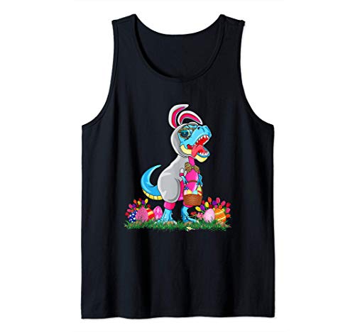 Dinosaur Bunny Easter Basket Egg Hunt T Rex Toddler Girl Kid Débardeur