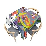 Fasbuy Tischdecke Abwaschbar Quadratisch, Ölgemälde Stil Tischdecke Lotuseffekt Schmutzabweisend Tisch Decken Tischtuch Tischwäsche Modern Mitteldecke für Küche, 4 Klammer (Stil 2,85x85cm)
