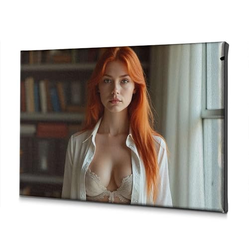 Toile femme cheveux rouges pour salle de bain et salon élégant