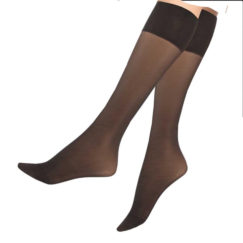 Lieblingsstrumpf24 5er Pack Kniestrümpfe 20 den Transparent oder 40 DEN Nylon Feinkniestrümpfe breiter Komfortbund Damen