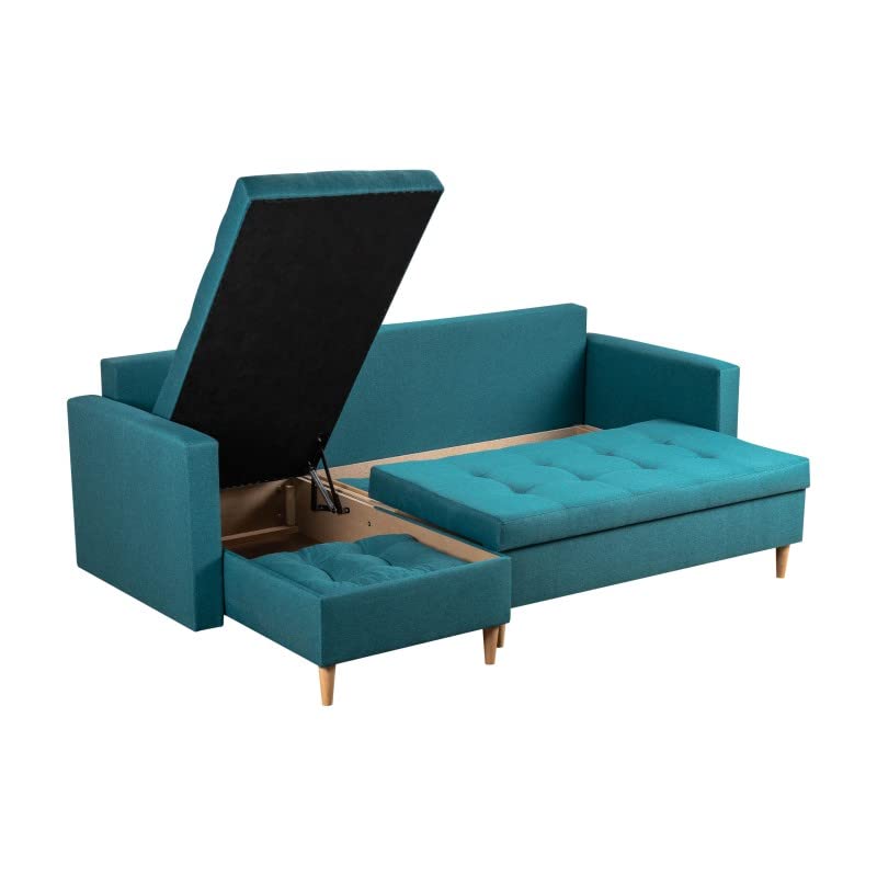 bonni Ecksofa Oslo mit Schlaffunktion, Eckcouch, Schlafsofa, L-Form Sofa, Polsterecke mit Bettkasten, Klappsofa, Schlafcouch, Bettsofa, Couchgarnitur, Sofagarnitur (beige) – Bild 7