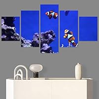 SIGNWIN 5 Panel Canvas Wall Art Group Jellyfish Marine Life Multicolor Photography Realism Tropical Ultra Whimsical for Home Decorations Ready to Hang - 60