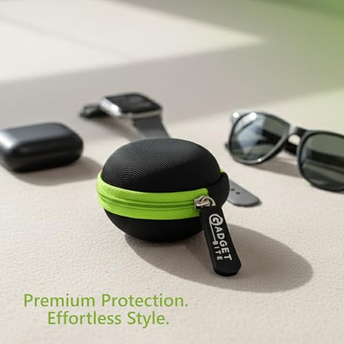 Image of GadgetBite Earphone Carrying Case, Multi-Purpose Travel Organizer for Earphones, Headsets, Pen Drives, SD Cards, Shock-Proof Ballistic Nylon, Soft Fabric, Mesh Pocket for Accessories - Green