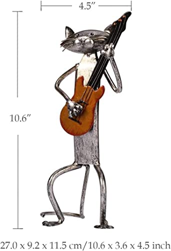 Too-Arts A Playing Guitar Cat Metal Sculpture Iron Statue Handwork Handicrafts, 3 Funny Design #TOP3