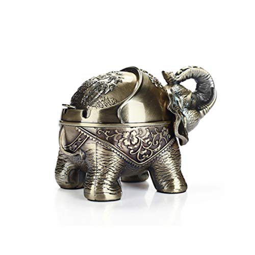Cendriers Cendrier décoratif Vintage avec Couvercle pour Cigarettes Pouvez-Cendres à la Coupe-Vent à l'intérieur de l'intérieur à l'extérieur pour Fumeurs Cadeau Cendrier à Fumer (Color : Bronze)