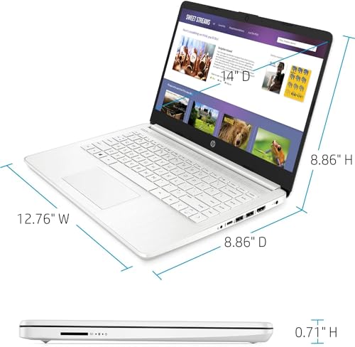 Image of HP 14 inch HD Laptop | Back to School Limited Edition with 1 Year Microsoft 365 | Intel Quad-Core Processor | 4GB RAM | 576GB Storage | Long Battery Life | Snow White | w /WOWPC Bundle | Windows 11
