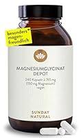 SUNDAY NATURAL® Magnesium Bisglycinat - 240 Kapseln - 300mg reines Magnesium pro Tagesdosis - Depot Magnesiumglycinat als organisches Aminosäurechelat - Laborgeprüft, vegan