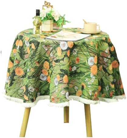 Painting Art Spring Blossom Tablecloth with Tassel Edge, Retro Tablecloth, Thick Wrinkle Resistant Table Cover for Farmhouse, Chic City, Cafe, Boho Restraurant, Kitchen Dining Table, Buffet Parties