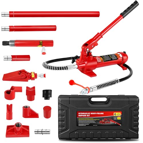 GarveeTech 4 Ton Porta Power Kit, 8800 LBS Hydraulic Jack with 17 PCS Accessories – Portable Hydraulic Ram for Auto Repair, Frame Straightening, Hea