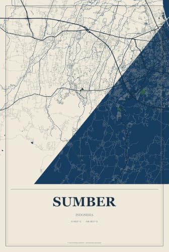 Sumber Indonesia Street Map Aluminum Sign, Coastal Cutout, 8" x 12"