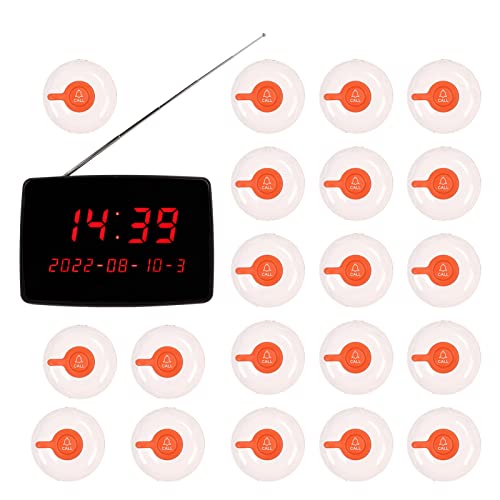 Patient Pager System, 20Pcs Call Buttons Adjustable Volume Stable Wireless Wireless Calling System 110?240V (US Plug)