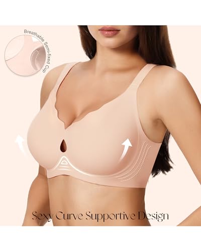 Image of Womens Wireless Jelly Bras No Underwire Support Push Up Removable Straps (U /Cross /Halter) Everyday Sports Bra