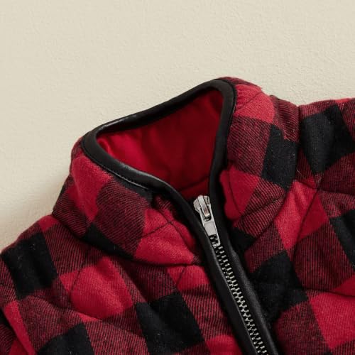 Image of Ayalinggo Toddler Baby Girls Boys Winter Warm Vest Clothes Buffalo Plaid Christmas Jacket Kids Puffer Quilted Gilet Coat