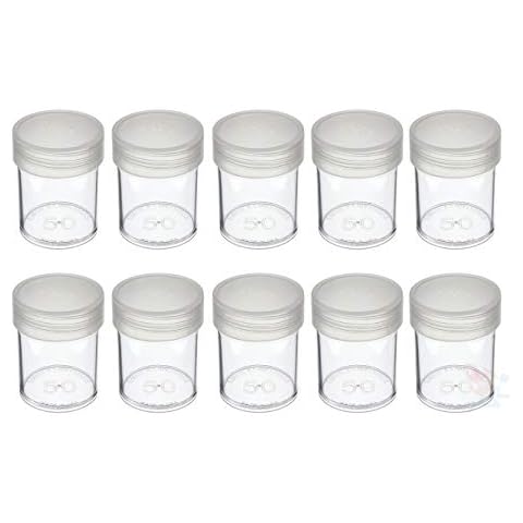 (10) Brand Round Clear Plastic (Half Dollars) Size Coin Storage Tube Holders with Screw on Lid Cover