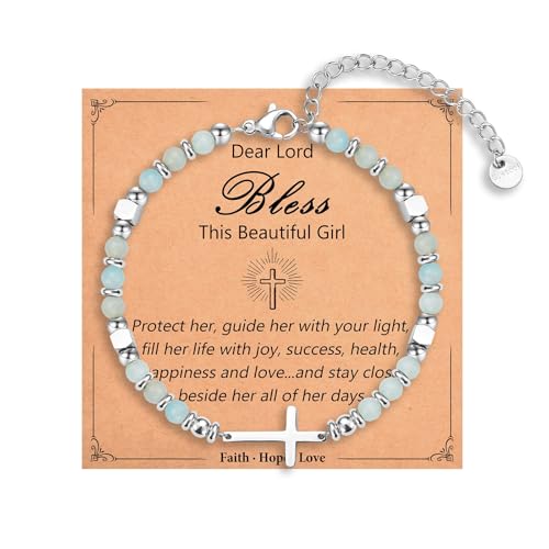 TELAIN Religious Cross Bracelet for Women and Girls - Christian Gifts for Daughter, Granddaughter, Sister, Friend, Niece for Birthday, Christmas, Easter