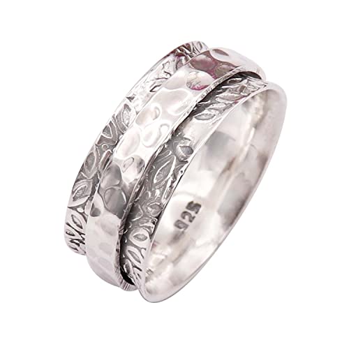 Bague de méditation en argent 925 anneau anti-stress homme femme