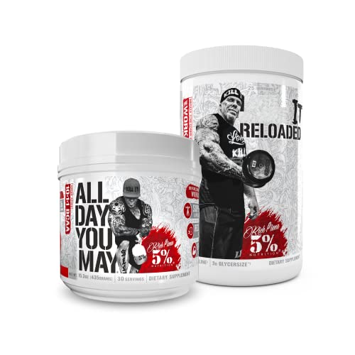 5% Nutrition Rich Piana Bundle | Alldayyoumay Bcaa Powder + Kill It Reloaded High-Stim Pre-Workout (Fruit Punch) #TOP28
