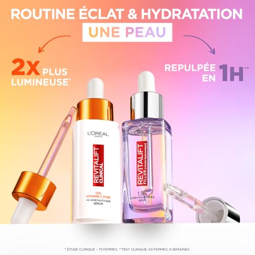 'oréal Paris Sérum Revitalift Filler Anti Rides Acide Hyaluronique 30ml + Sérum 12% Vitamine C Pure 30ml - vue 3