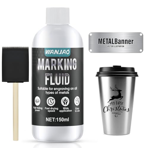 WANJAO Marking Spray Marking Powder Enhanced Engraving with Sponge Brush Water Based Safe Low Odor Fast Drying Suit for Metal 150ml