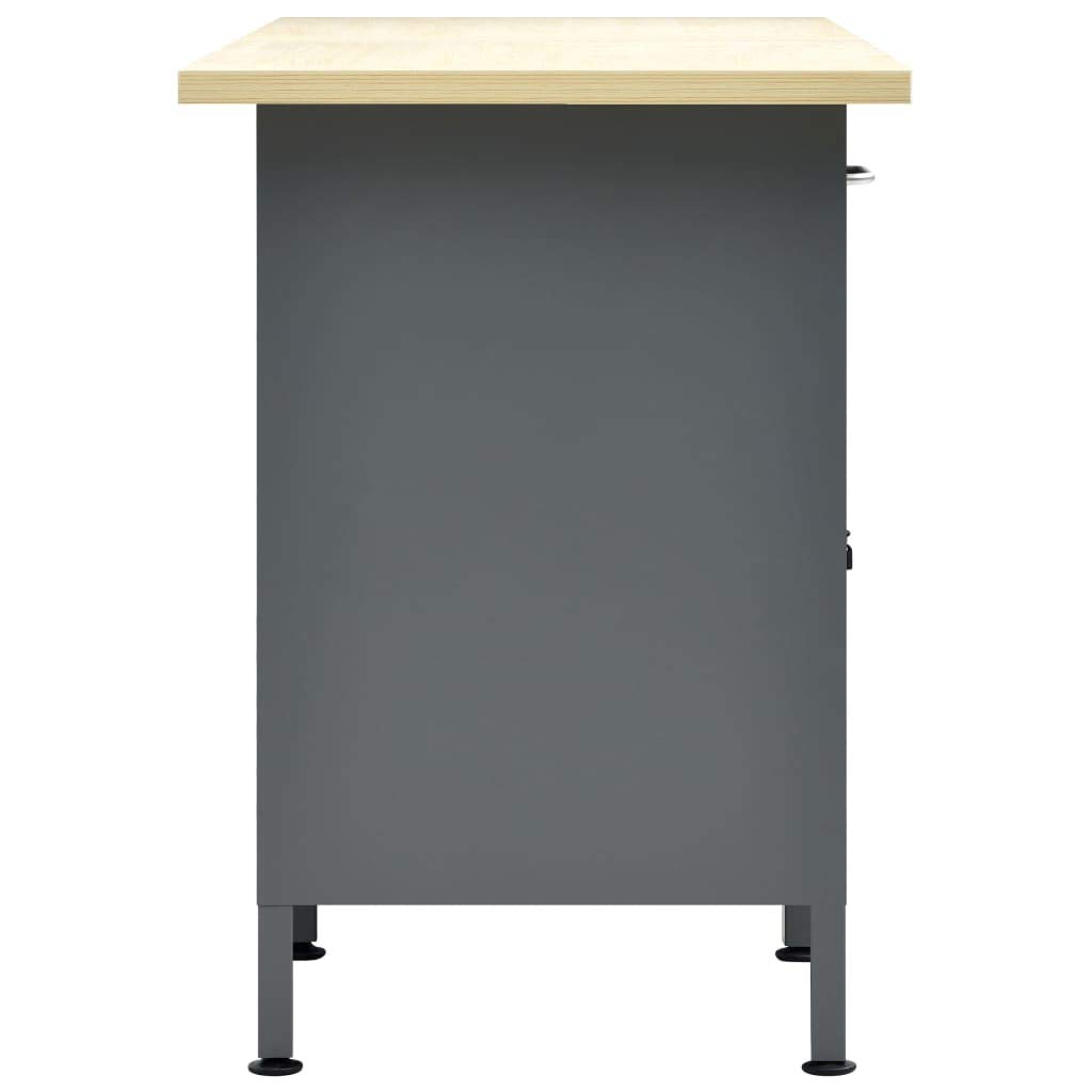 vidaXL Arbeitstisch mit 6 Schubladen 1 Schrank Höhenverstellbare Füße Werkstatt Werkbank Werktisch Packtisch Schwarz 160x60x85cm Stahl