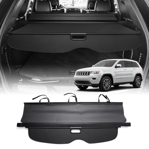 Powerty Compatible with Cargo Cover Jeep Grand Cherokee 2011-2019 2020 2021 Retractable Trunk Shielding Shade Cargo Luggage Cover No Gap (Not Fit 2021 Grand Cherokee L or 2022 Grand Cherokee)