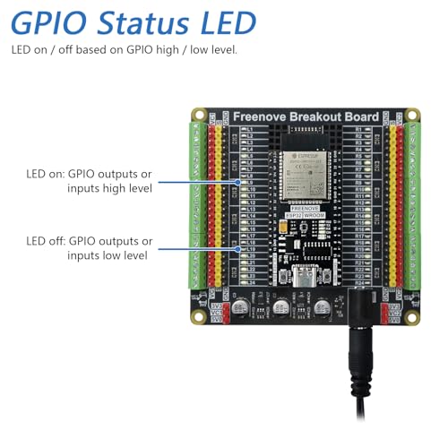 Image of Freenove Universal Breakout Board Compatible with Arduino Nano Micro Raspberry Pi Pico 1 2 W ESP32 ESP8266, Terminal Block Shield HAT with Pin Header, GPIO Status LED, 5 V 3.3 V