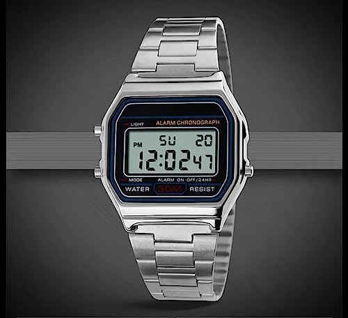 ❤︎ Azon Stainless Steel Brand Digital Silver Colour Vintage