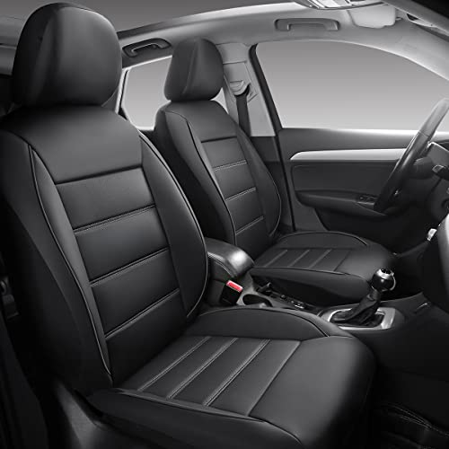 SOBONITO Auto-Sitzbezüge Vordersitze Kunst Nappa-Leder,Sitzbezug Set Universal,Auto-Schonbezüge (Black Line)