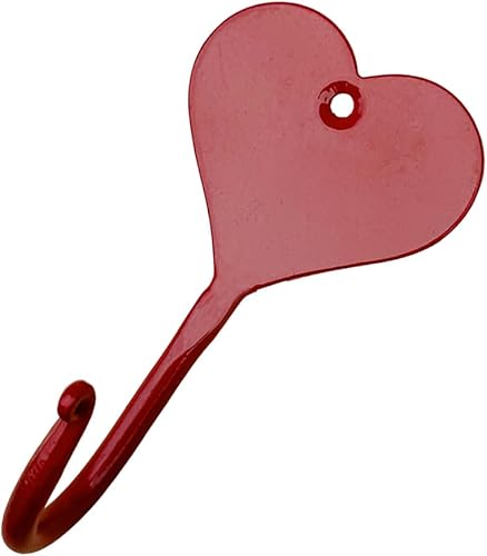 Miniatura 2 de Living Ideas Gancho de pared forjado a mano con forma de corazón para toalla de cocina, hierro forjado hecho a mano, gancho montado en la pared para