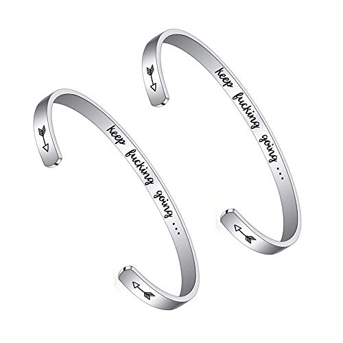 Inspirational Gifts for Women Cuff Bangle Bracelets Stainless Steel Jewelry Engraved Message