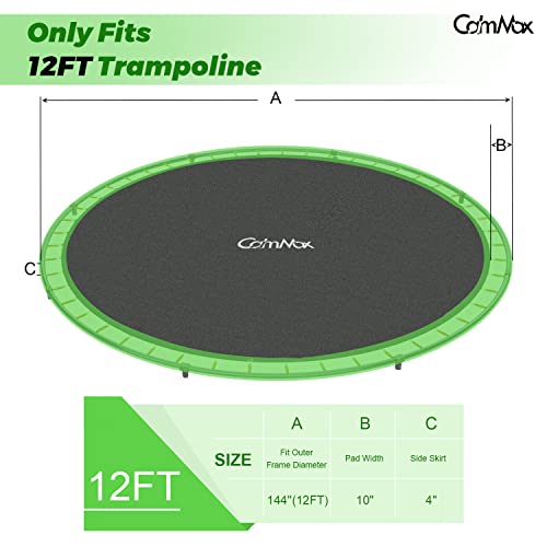 CalmMax Universal Replacement Trampoline Safety Pad - Spring Cover Fits All 12ft Frames - Comfortable, Durable and Water-Resistant