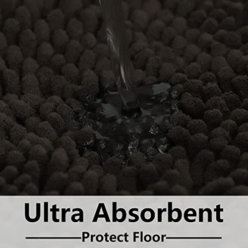 Image of Bathroom Rugs Sets 2 Piece, Extra Soft Chenille Bath Mat Ultra Absorbent Bathroom Rug, Bathroom Mat with Sturdy PVC Non-Slip Bottom, Machine Washable Bath Rugs (20x32 Inch + 16x24 Inch, Coffee)