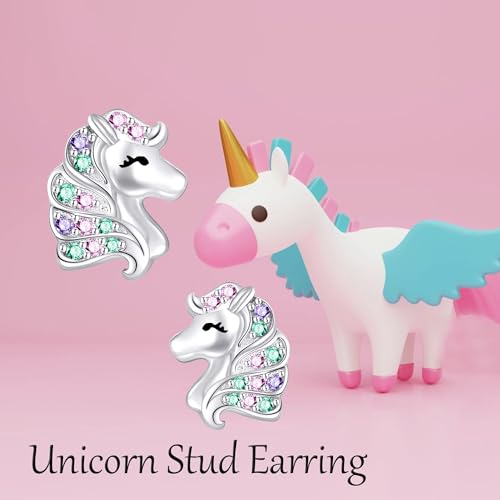 Image of Animal Stud Earrings 925 Sterling Silver Elephant /Unicorn /Chicken /Flamingo /Highland Cow /Hummingbird Earrings Animal Jewelry Gifts for Women